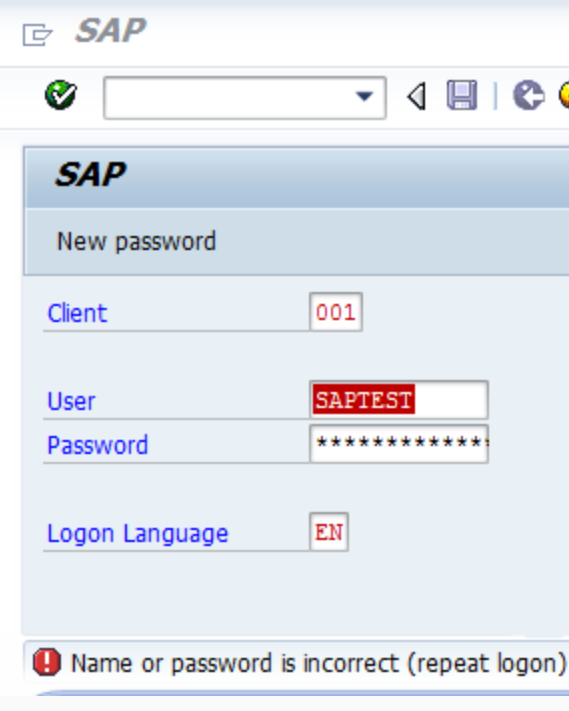 SAP INCORRECT LOGON